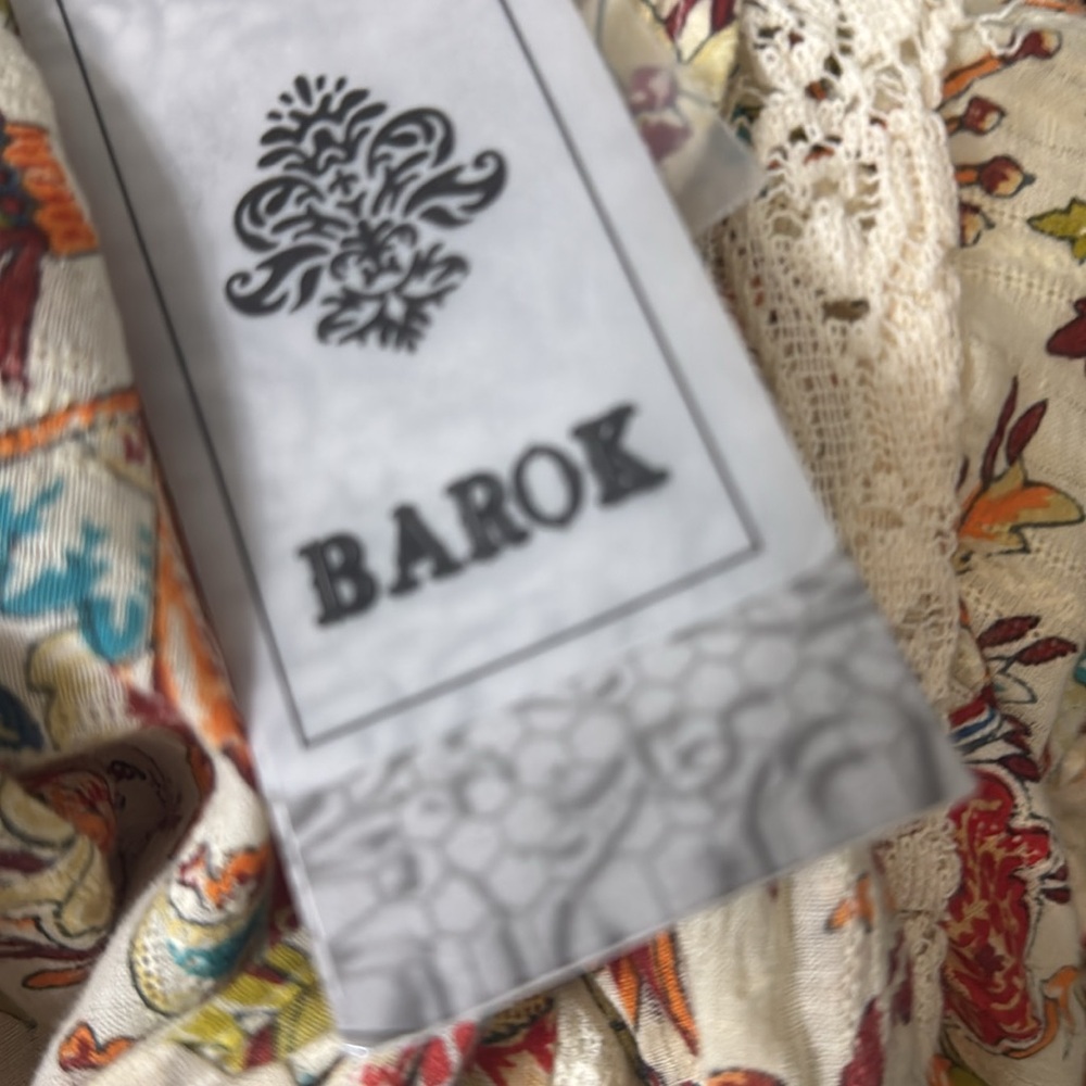 Barok Floral Maxi Dress boho Multicolor tiers Design Lace NWT elastic waist XL - Picture 13 of 14